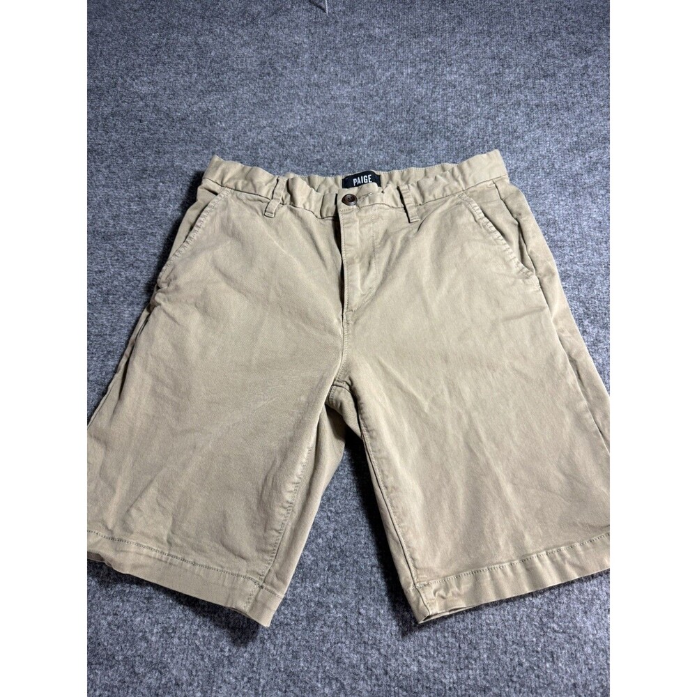 PAIGE Mens Chino Shorts Size 31 Tan Khaki Flat Front Casual Stretch